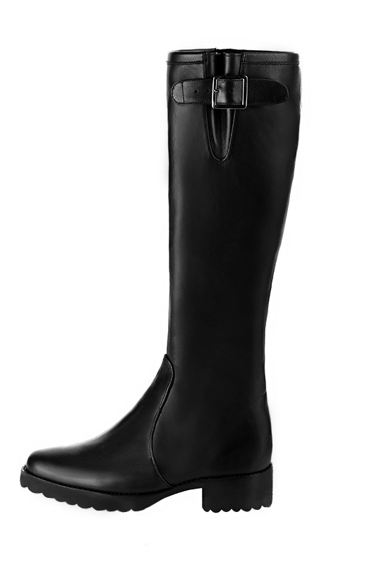 French elegance and refinement for these satin black knee-high boots with buckles, 
                available in many subtle leather and colour combinations. Record your foot and leg measurements.
We will adjust this beautiful boot with inner zip to your leg measurements in height and width.
The outer buckle allows for width adjustment.
You can customise the boot with your own materials, colours and heels on the "My Favourites" page.
 
                Made to measure. Especially suited to thin or thick calves.
                Matching clutches for parties, ceremonies and weddings.   
                You can customize these knee-high boots to perfectly match your tastes or needs, and have a unique model.  
                Choice of leathers, colours, knots and heels. 
                Wide range of materials and shades carefully chosen.  
                Rich collection of flat, low, mid and high heels.  
                Small and large shoe sizes - Florence KOOIJMAN